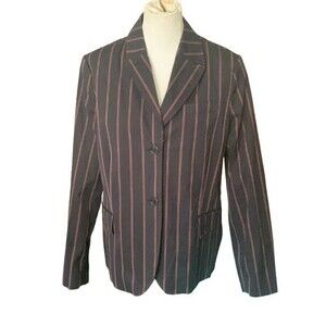 NWOT Faconnable Cotton Blend Long Sleeve Black with Pink Pinstripe Blazer Sz 16